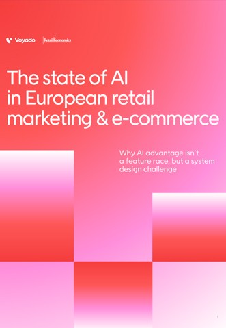 Cover of The state of AI in European retail marketing & e-commerce report by Voyado and Retail Economics